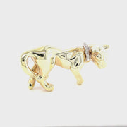 Revolving video of 14 karat yellow gold and diamond panther slide necklace