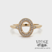 Revolving video of 14 karat yellow gold oval semi-mount engagement ring