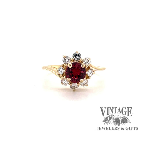 Round pink sapphire ring in 14 karat yellow gold with halo diamonds video