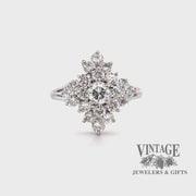 Revolving video of 14 karat white gold 1.17ctw diamond cluster ring