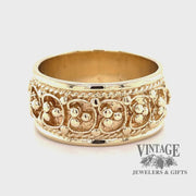 Revolving video of 14 karat yellow gold wide estate beaded design band ring