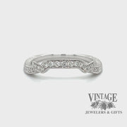 Diamond hand engraved fitted 14kw gold wedding ring band video