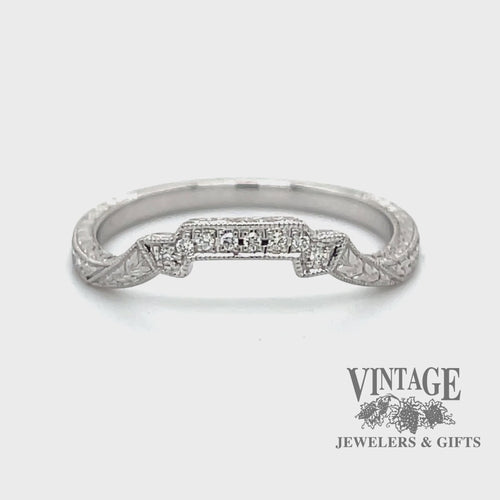 Diamond hand engraved 14kw gold wedding band video