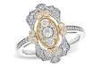 14 karat two tone .50ct vintage inspired diamond cluster ring