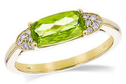 East West Peridot Diamond Accented Gold Ring From Top