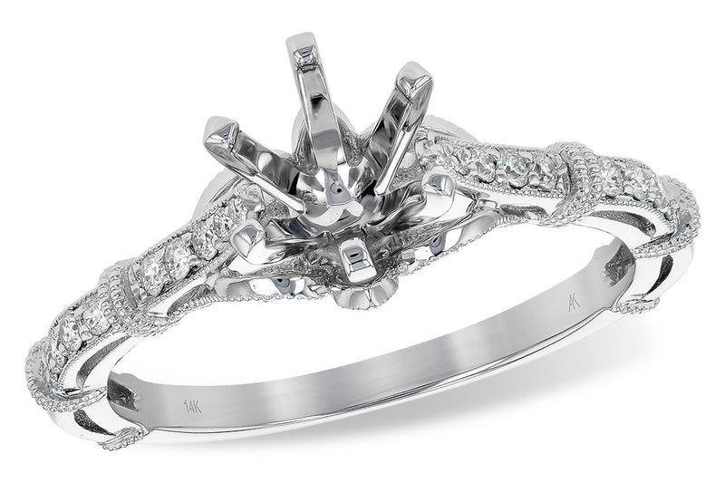 Diamond ribbon motif semi-mount engagement ring