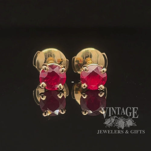 Natural ruby 18k gold stud earrings video