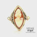 Revolving video of 10k yellow gold vintage marquise shape cameo ring