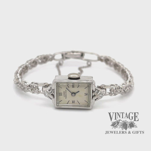 Revolving video of Girard Perregaux 14k white gold and diamond ladies bracelet wristwatch 