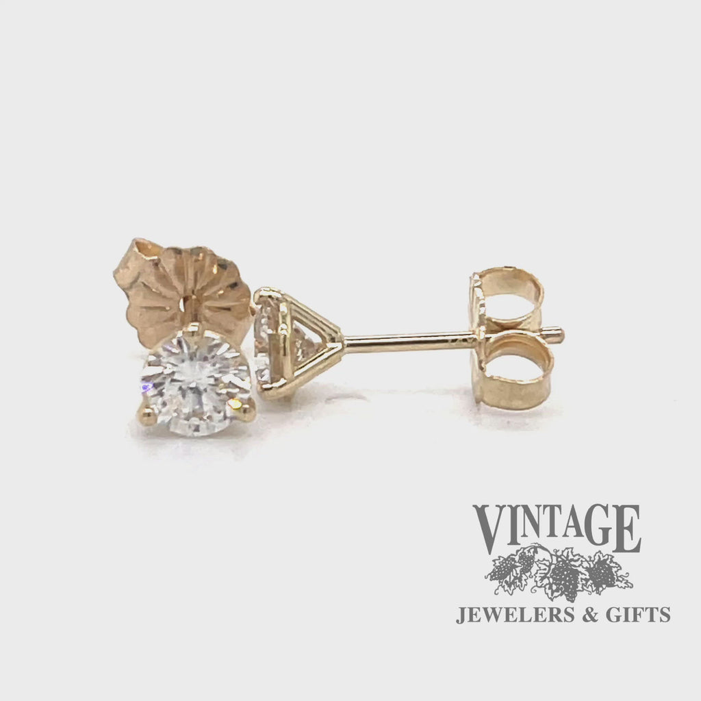 .63 carat 14ky gold diamond stud earrings video