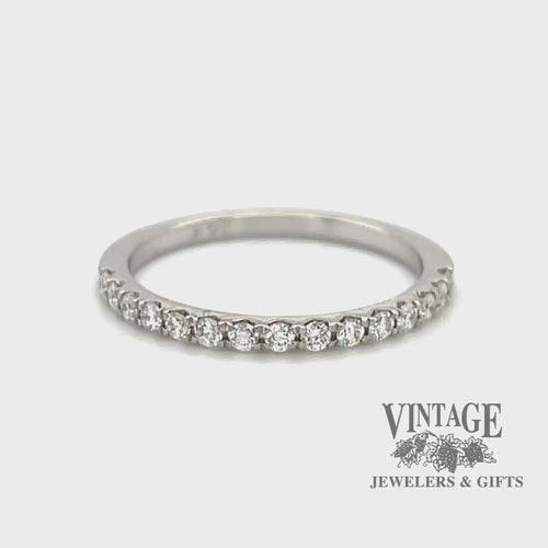 Revolving video of 14 karat white gold French set .19ctw VS diamond band ring