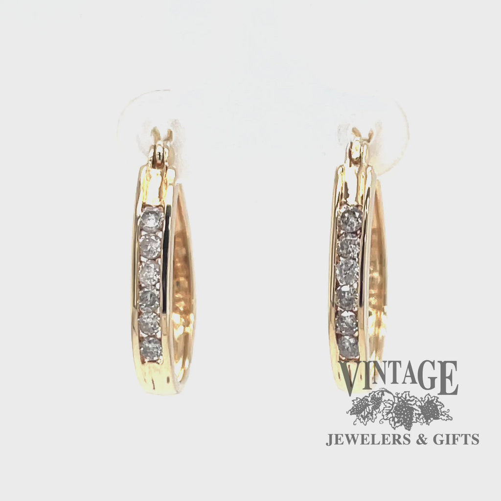 Diamond hoop 14ky gold earrings video