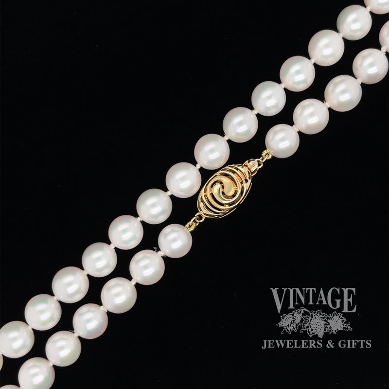 18” cultured 8 X 8.5 mm pink rose pearl strand