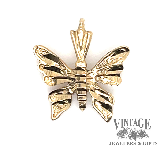 Diamond cut butterfly 14ky gold charm