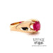 1.8 carat Lab Ruby 10ky gold belcher ring angle