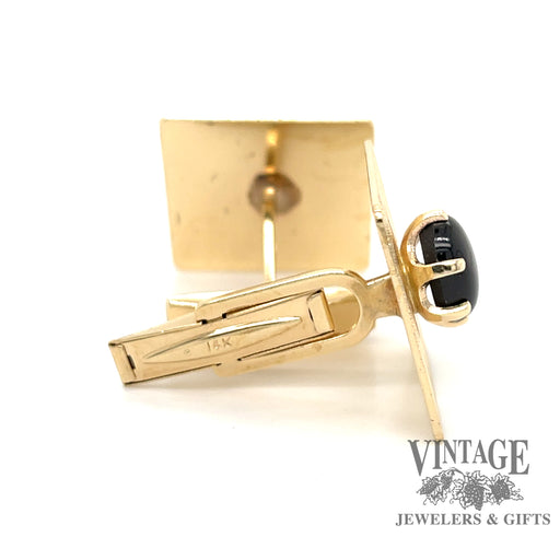 Black star sapphire 14ky gold vintage cufflinks side