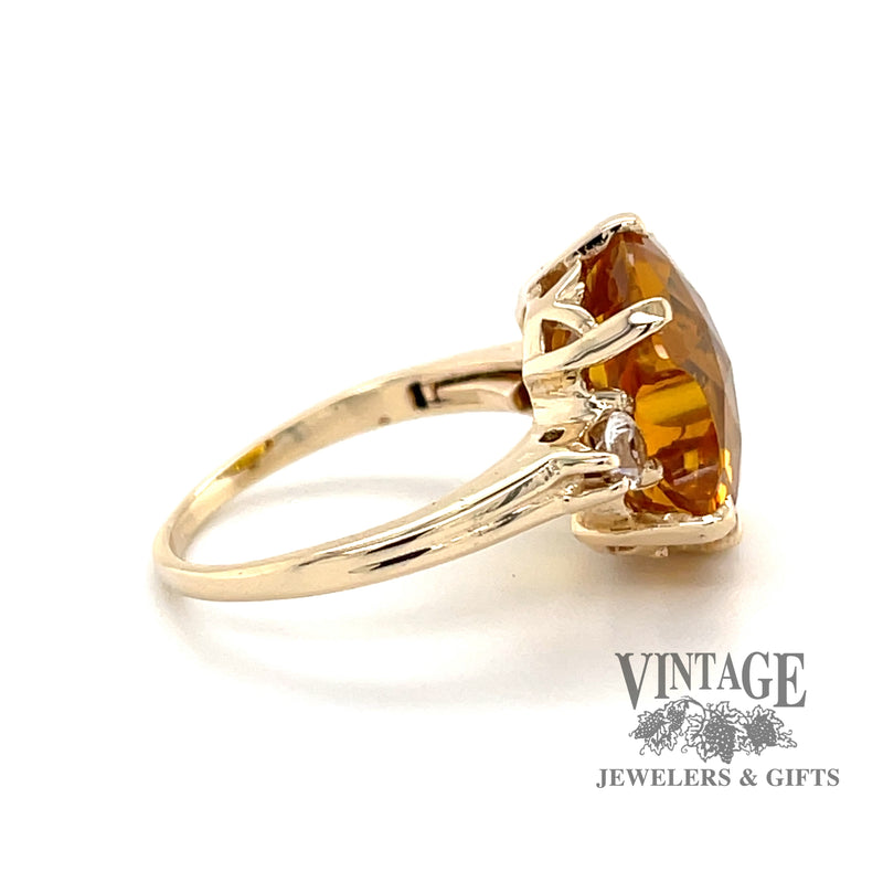 Checkerboard fancy cut citrine 10ky Ring