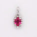 White gold pink spinel diamond halo pendant,  front view..