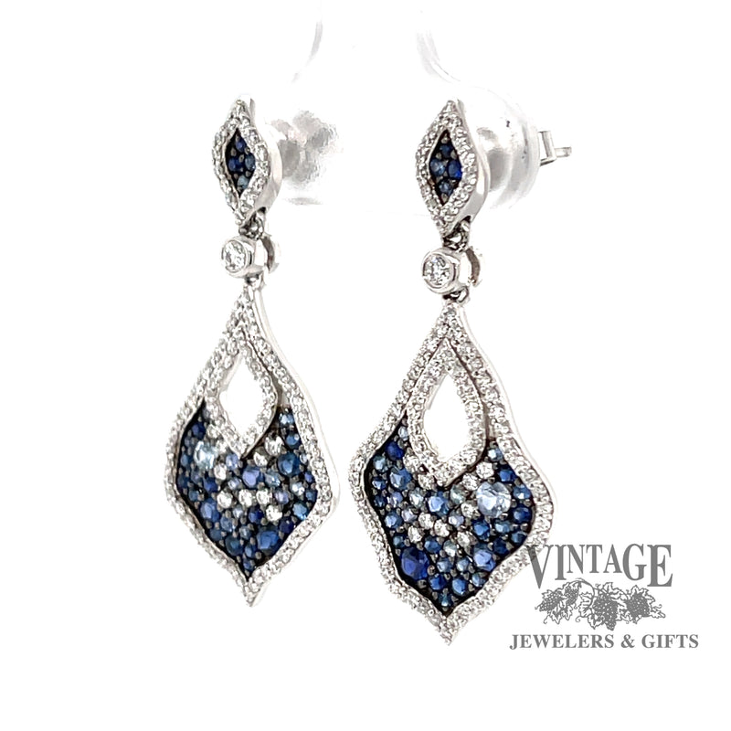 Allison Kaufman pave sapphire and diamond 14kw earrings