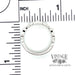 14 karat white gold diamond filigree band ring, showing measurements