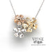 Plumeria floral diamond necklace in multi color 14k gold back