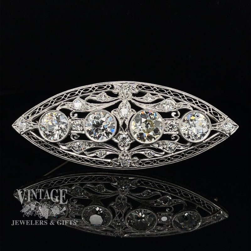 Antique Edwardian platinum and diamond brooch