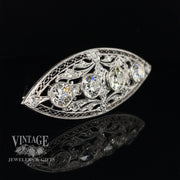 Antique Edwardian platinum and diamond brooch angled
