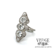 Vintage Edwardian platinum OEC diamond ring, angled view