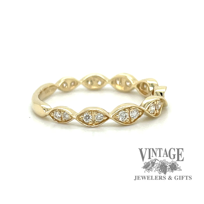 Marquise patterned diamond 14ky gold ring