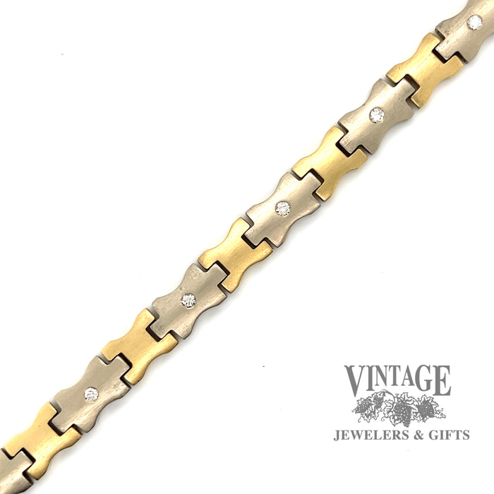 Two tone gold estate bracelet with diamonds
