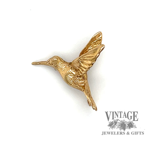 Small 14 karat yellow gold  hummingbird  charm or pendant
