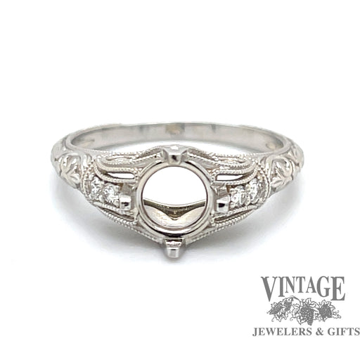 Vintage inspired 14kw diamond ring for 1 carat center stone