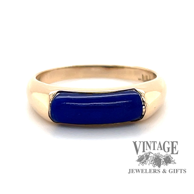 14 karat yellow gold Lapis saddle ring
