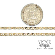 24” 3mm 14ky gold anchor chain quarter for scale