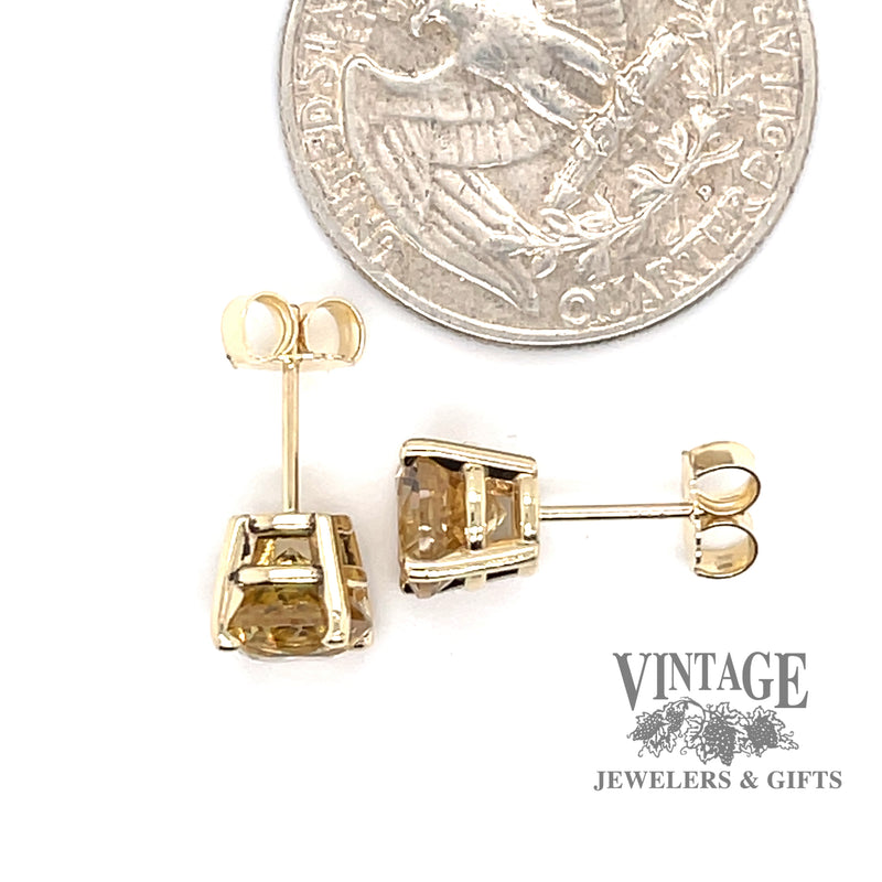 4.02 carat Natural Golden Zircon 14ky gold stud earrings