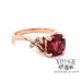 Profile of 14 karat rose gold natural red spinel and diamond ring