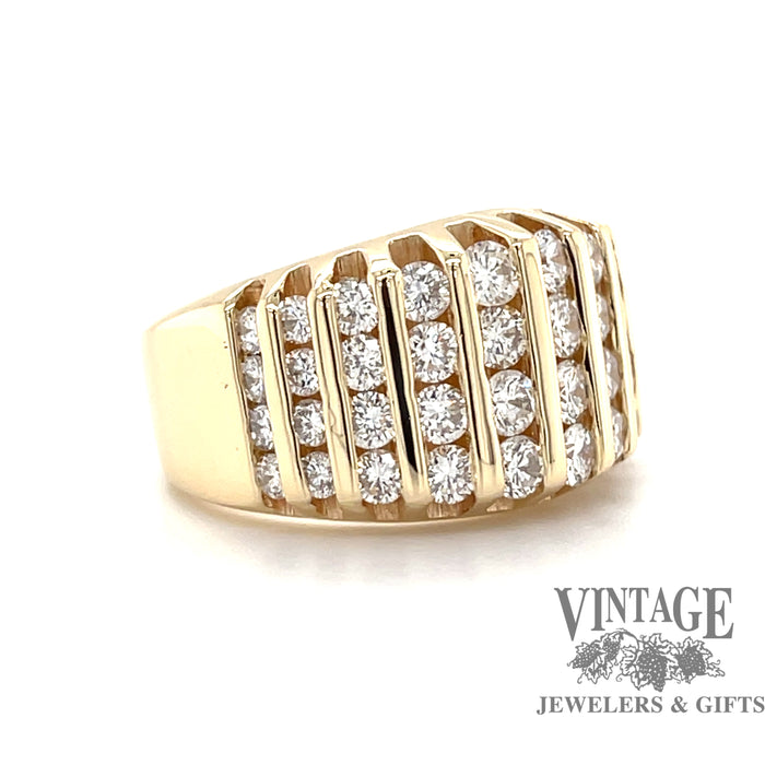 Bar set diamond 14ky gold ring angle
