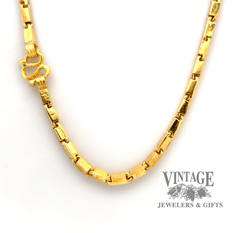 17” 2.3 mm 24 karat gold square link style  chain