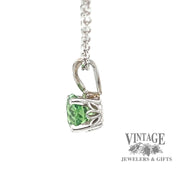 14 karat white gold 1.04 carat round tsavorite pendant, side view