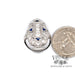 Platinum filigree Edwardian 1.56ctw diamond and sapphire ring, shown with quarter for size reference
