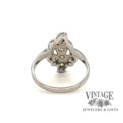Vintage 14 karat white gold diamond ring, rear view
