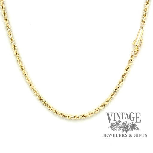 20”, 2mm thick 14ky gold rope chain