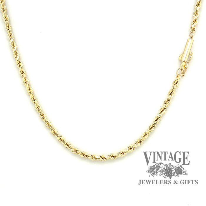 20”, 2mm thick 14ky gold rope chain — Vintage Jewelers & Gifts, LLC.