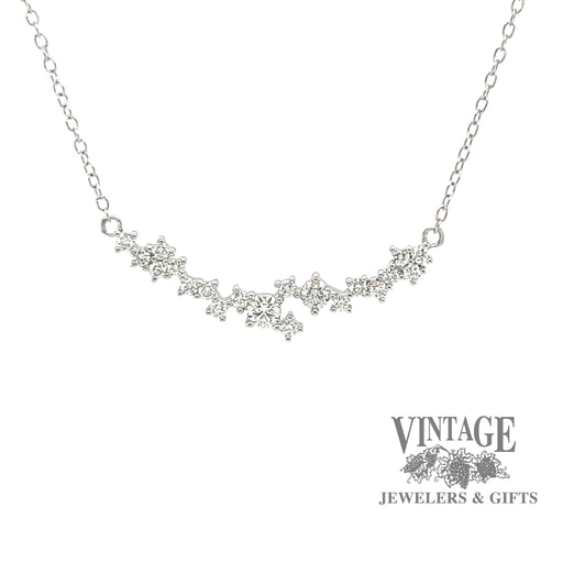 Scattered diamond 14kw gold bar necklace
