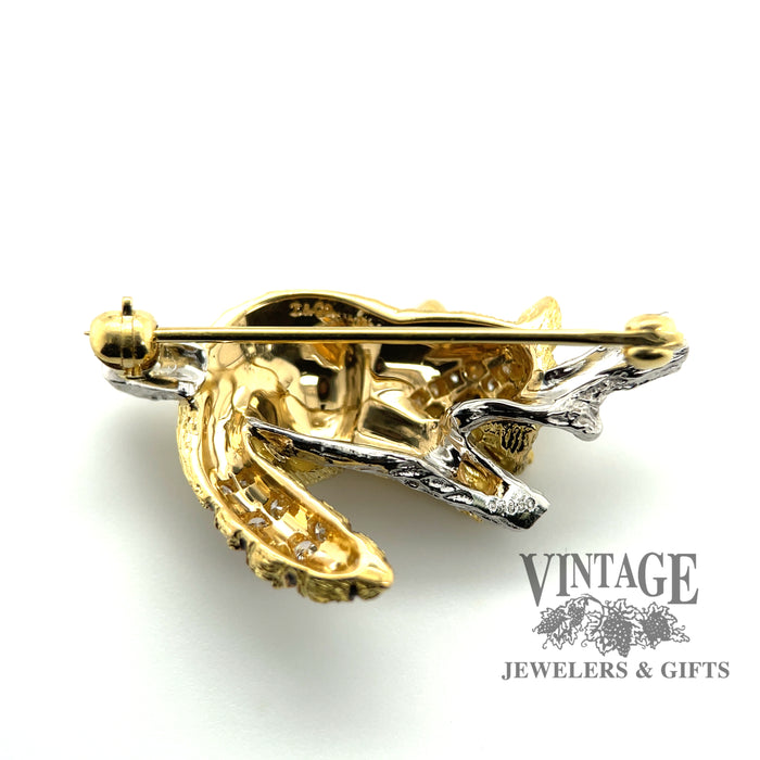 Tiffany & Co. vintage Raccoon 18 karat yellow gold and platinum diamond pin, back side