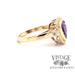 14k gold ring with Trillion cut amethyst , side view