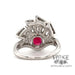 Platinum vintage Art Deco Natural ruby and diamond ring, rear view