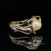 14 karat yellow gold pearl freeform ring, angled