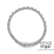 Tanzanite and diamond 18kw gold tennis bracelet top