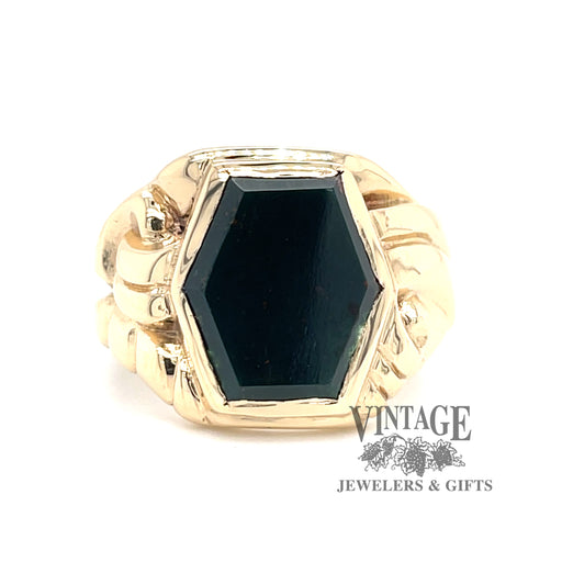 Bloodstone 10ky gold signet ring